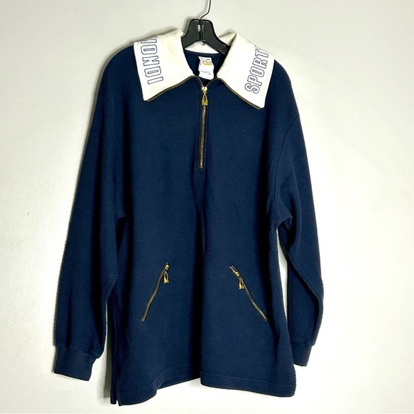 Vintage Pants - Vintage 1970s Mondi Sports Textured Sporty Rich Navy Track Suit women’s XL